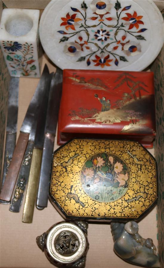 Pr cloisonne vases & Oriental wares